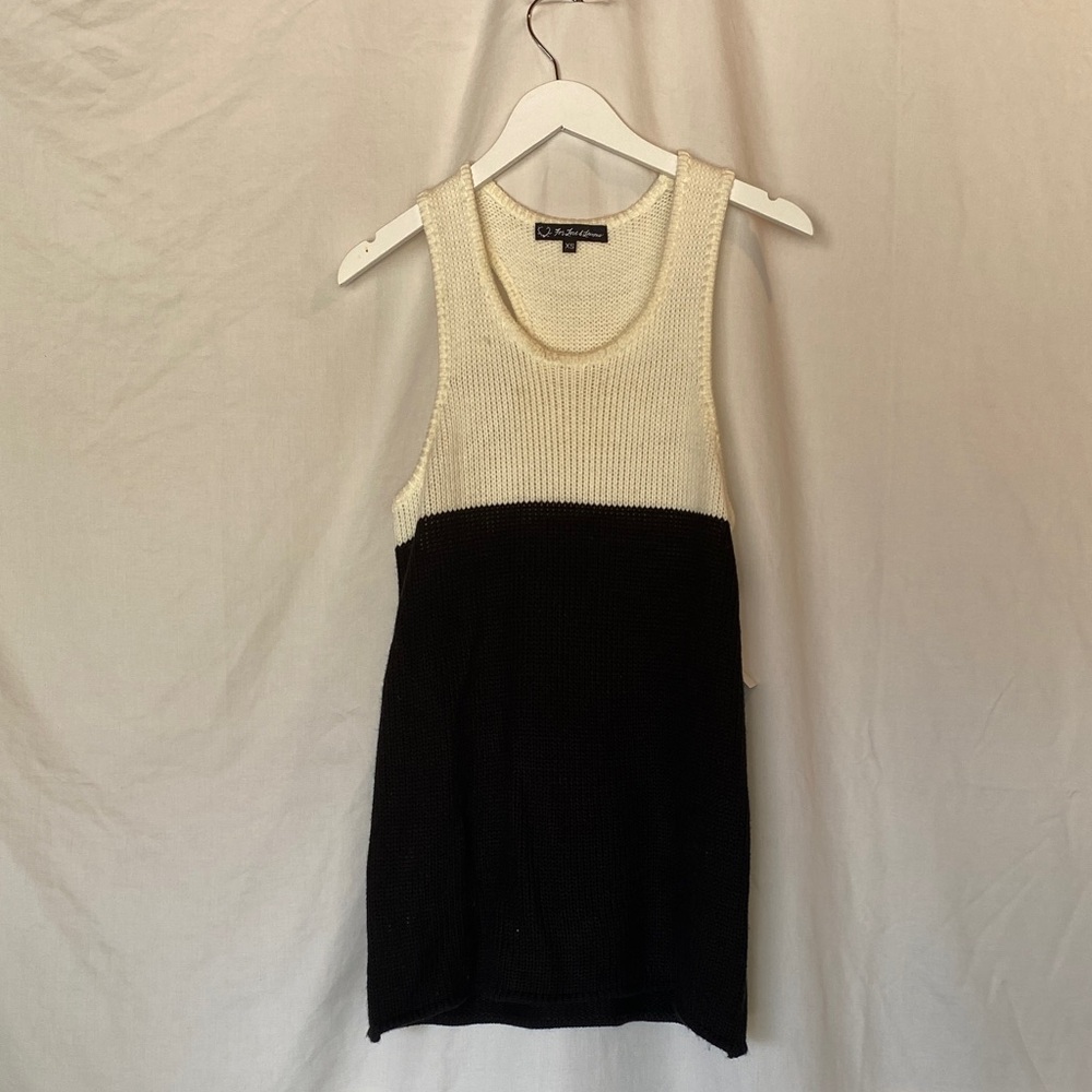 For Love And Lemons Black and Cream Knit Tank Top